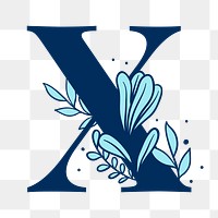 Flower letter X png blue font