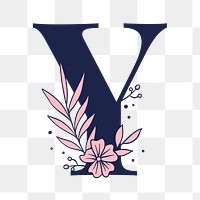 Letter Y script png floral alphabet