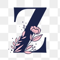 Png letter Z floral font typography