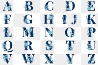 Floral alphabet png font typography set