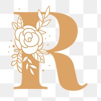 Letter R floral font typography png