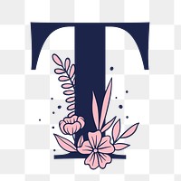 Letter T script png floral alphabet