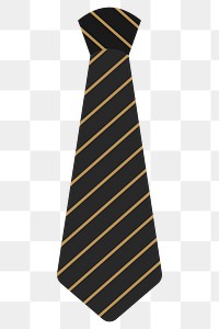 Black gold stipes necktie design element transparent png
