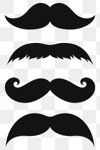 Mustache design element set transparent png