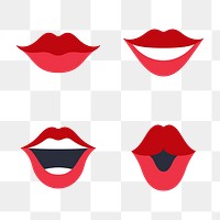 Red lips design element collection transparent png