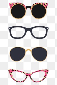 Cool sunglasses design element collection transparent png