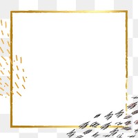 PNG fancy gold frame with glitter