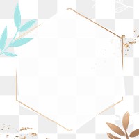 Frame PNG turquoise leaf decor on gold