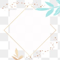 Frame PNG turquoise leaf decor on gold