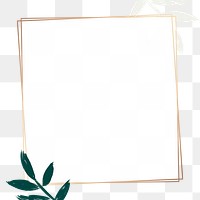 Frame png in Memphis style with cute green leaves