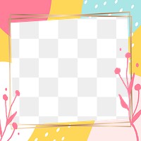 Frame png Memphis pattern in bright yellow and pink