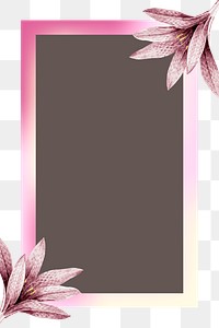 PNG gradient frame in pink with flowers and brown background
