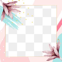 Png frame pastel pink Memphis design with pink flowers