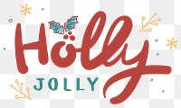 Holly jolly typography png cute Christmas social media sticker