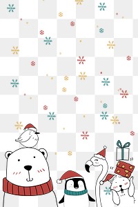 Cute polar bear png animal Christmas card background