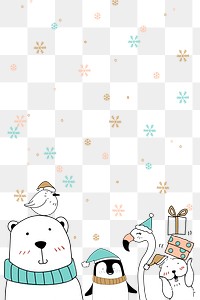 Cute polar bear png animal Christmas card background