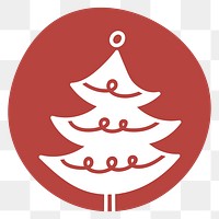Red Christmas tree png cute social media sticker