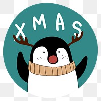 Penguin Xmas greeting sticker png cute illustration