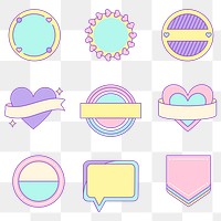 Png sticker in cute pastel set illustration