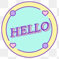 Png round sticker with hello text