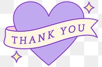 Png heart-shape sticker with thank you text