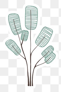 Cute doodle tree sticker with a white border design element