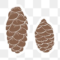 Picea glauca pine cone sticker with a white border design element