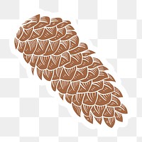 Sugar pine cone sticker with a white border design element