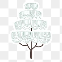 Cute doodle tree sticker with a white border design element