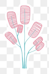 Pink tree sticker with a white border design element