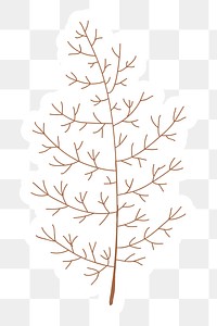 Dry tree sticker with a white border design element