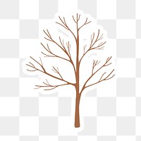 Dry tree sticker with a white border design element