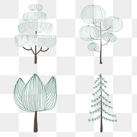 Cute pine tree sticker design element set