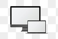 Blank computer screen mockups transparent png