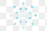 Blue social media technology icons background