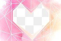 Geometric heart design png border in watercolor