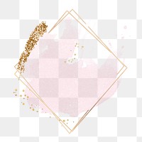 Pink square frame png sticker, aesthetic pastel sparkly design