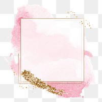 Pink square frame png sticker, aesthetic pastel sparkly design