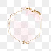 Pink pastel png frame clipart, gold aesthetic design