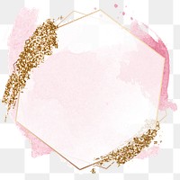 Pink pastel png frame clipart, gold aesthetic design