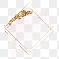 Gold square frame png sticker, aesthetic pastel sparkly design