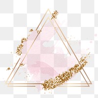 Aesthetic triangle frame png clipart, pink and gold glittery design