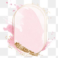 Pink pastel png frame clipart, gold aesthetic design