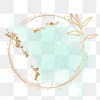 Aesthetic circle frame png clipart, gold and gold glittery design