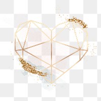 Gold heart png sticker, valentine’s day clipart in glittery design