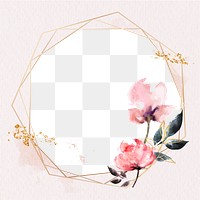 Flower frame png sticker, pink pastel aesthetic design