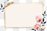 Aesthetic rectangle frame png clipart, gold botanical glittery design