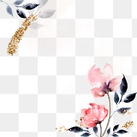 Watercolor png border background, pink flower, spring design