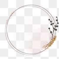 Aesthetic circle frame png clipart, gold and gold glittery design