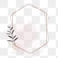 Pink geometric frame png sticker, aesthetic pastel sparkly design